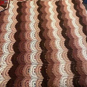 Crochet Blanket in Brown and Cream